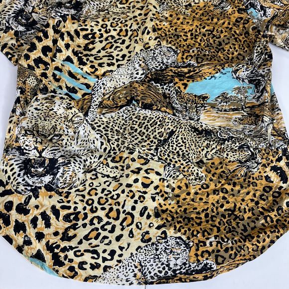 Stussy Shirt Men Small Short Sleeve Button Leopard Animal Print - Picture 13 of 16